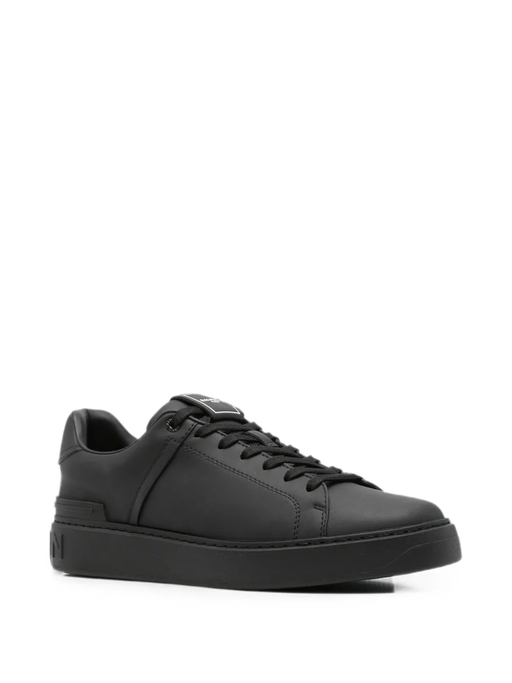 Balmain logo-embossed leather sneakers Zwart