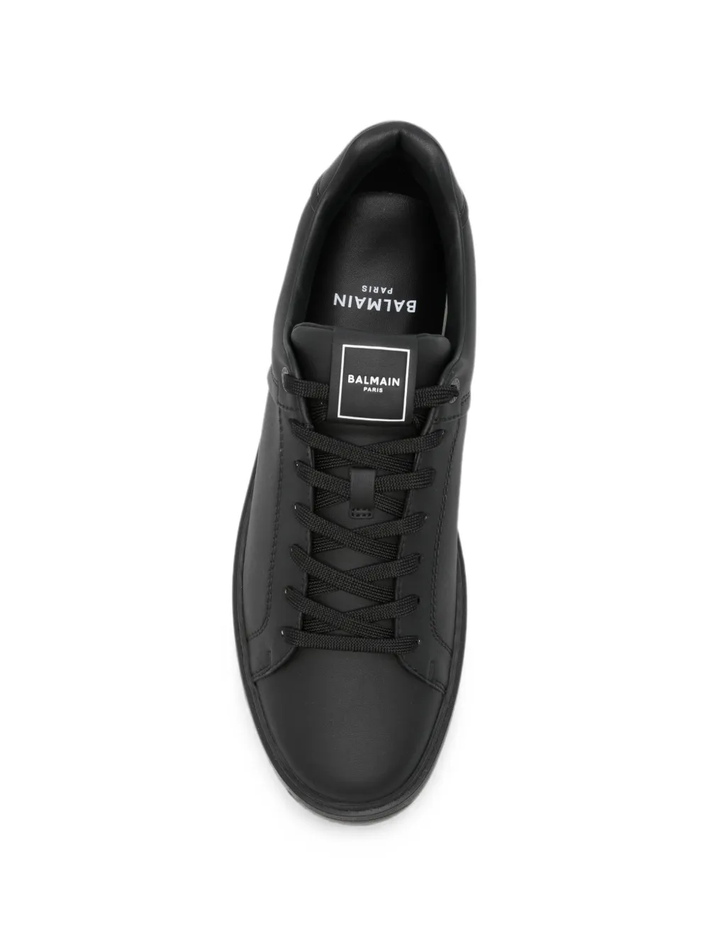 Balmain logo-embossed leather sneakers Zwart