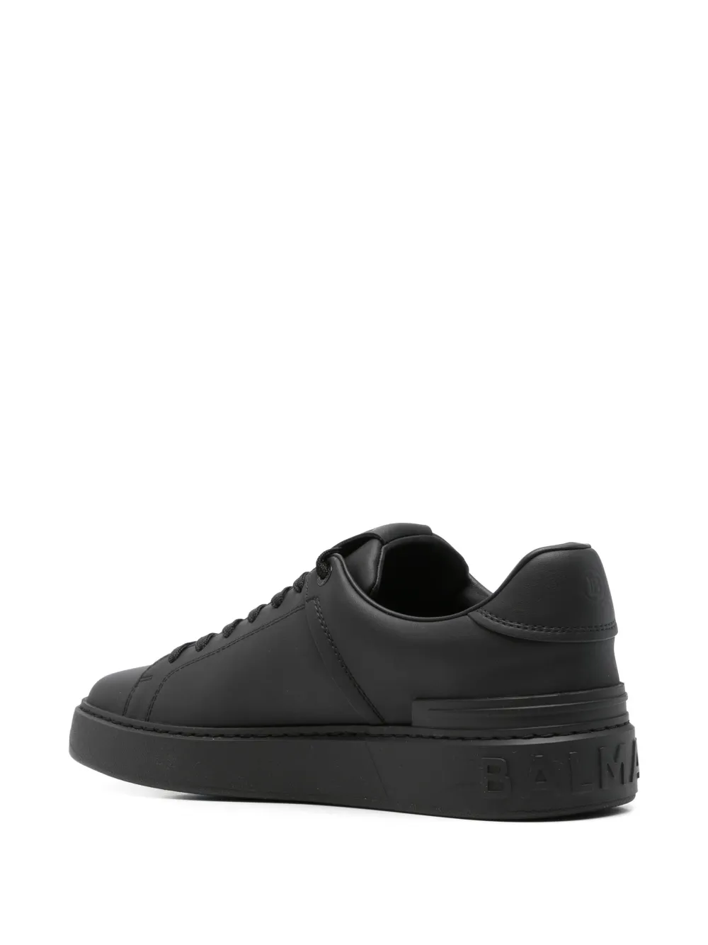 Balmain logo-embossed leather sneakers Zwart