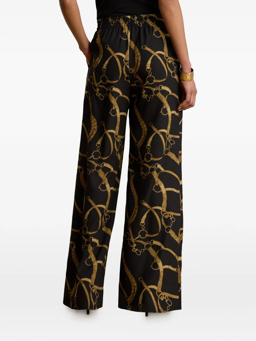 Lauren Ralph Lauren Broek met wijde pijpen en print Zwart
