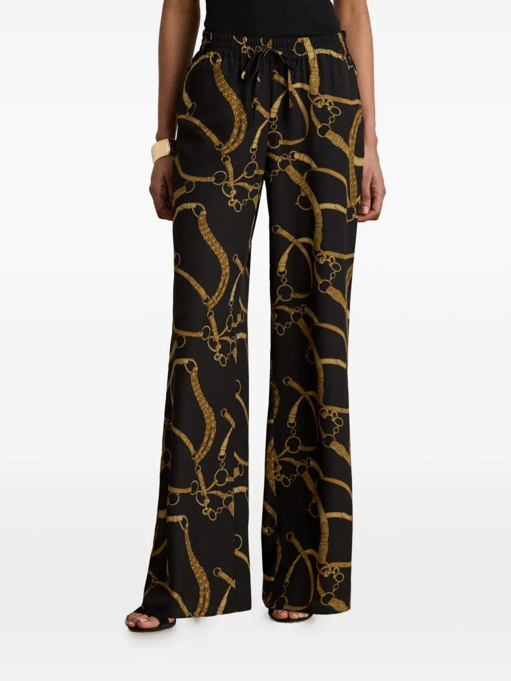Lauren Ralph Lauren Broek met wijde pijpen en print Zwart