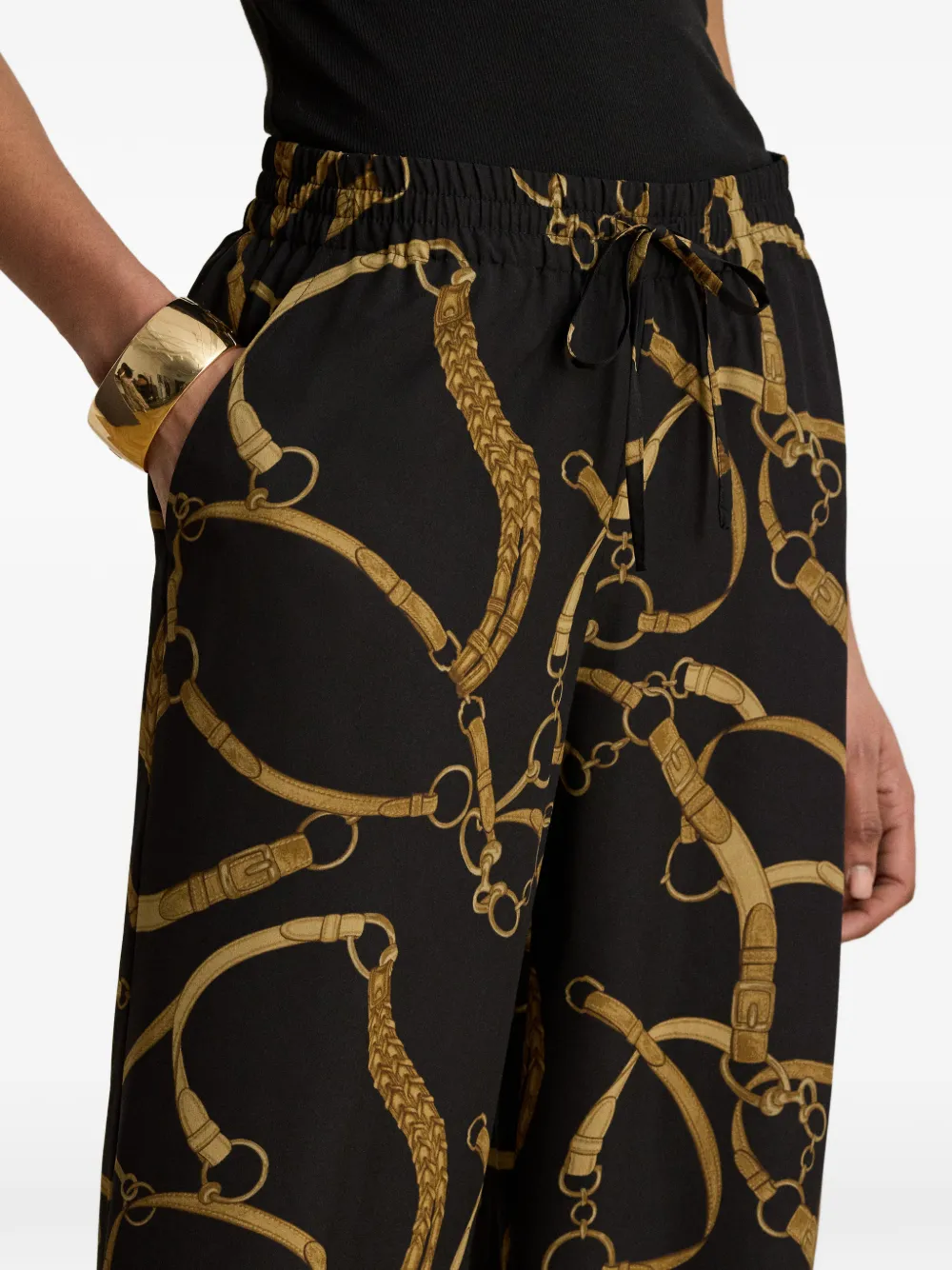 Lauren Ralph Lauren Broek met wijde pijpen en print Zwart
