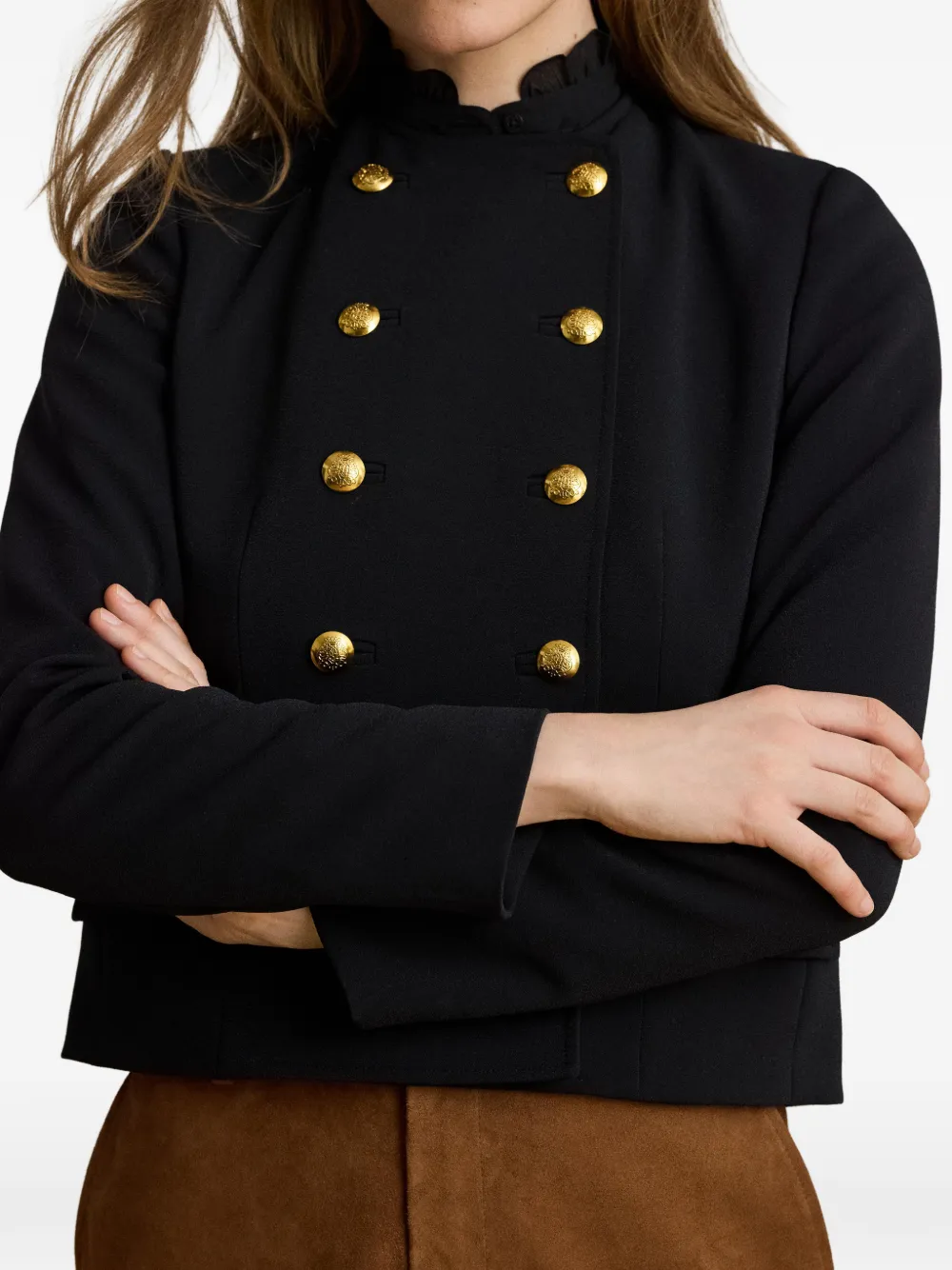 Lauren Ralph Lauren Sablé crepe jack met dubbele rij knopen Zwart