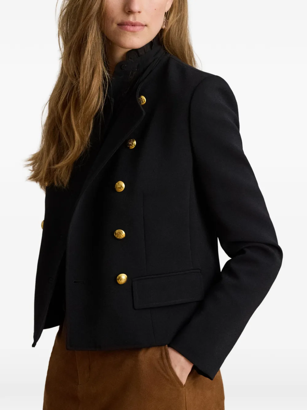 Lauren Ralph Lauren Sablé crepe jack met dubbele rij knopen Zwart