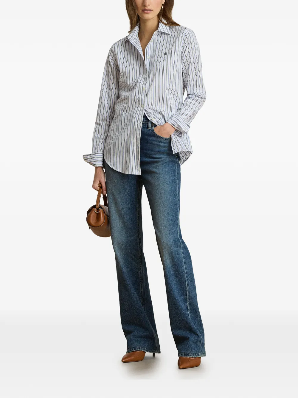 Lauren Ralph Lauren Broadcloth gestreept katoenen overhemd Blauw
