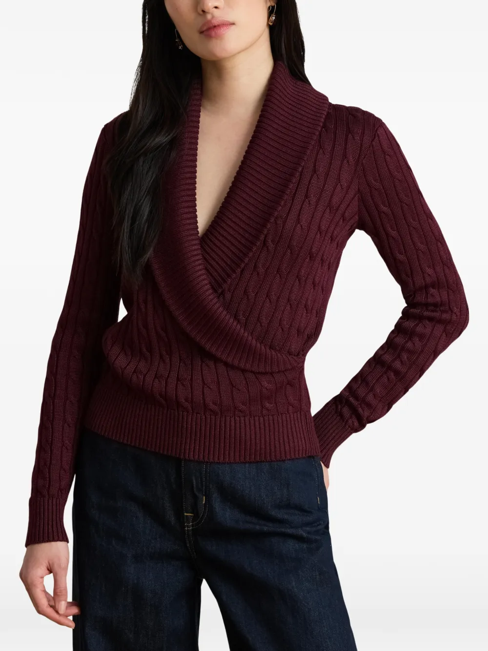 Lauren Ralph Lauren Kabelgebreide trui Rood