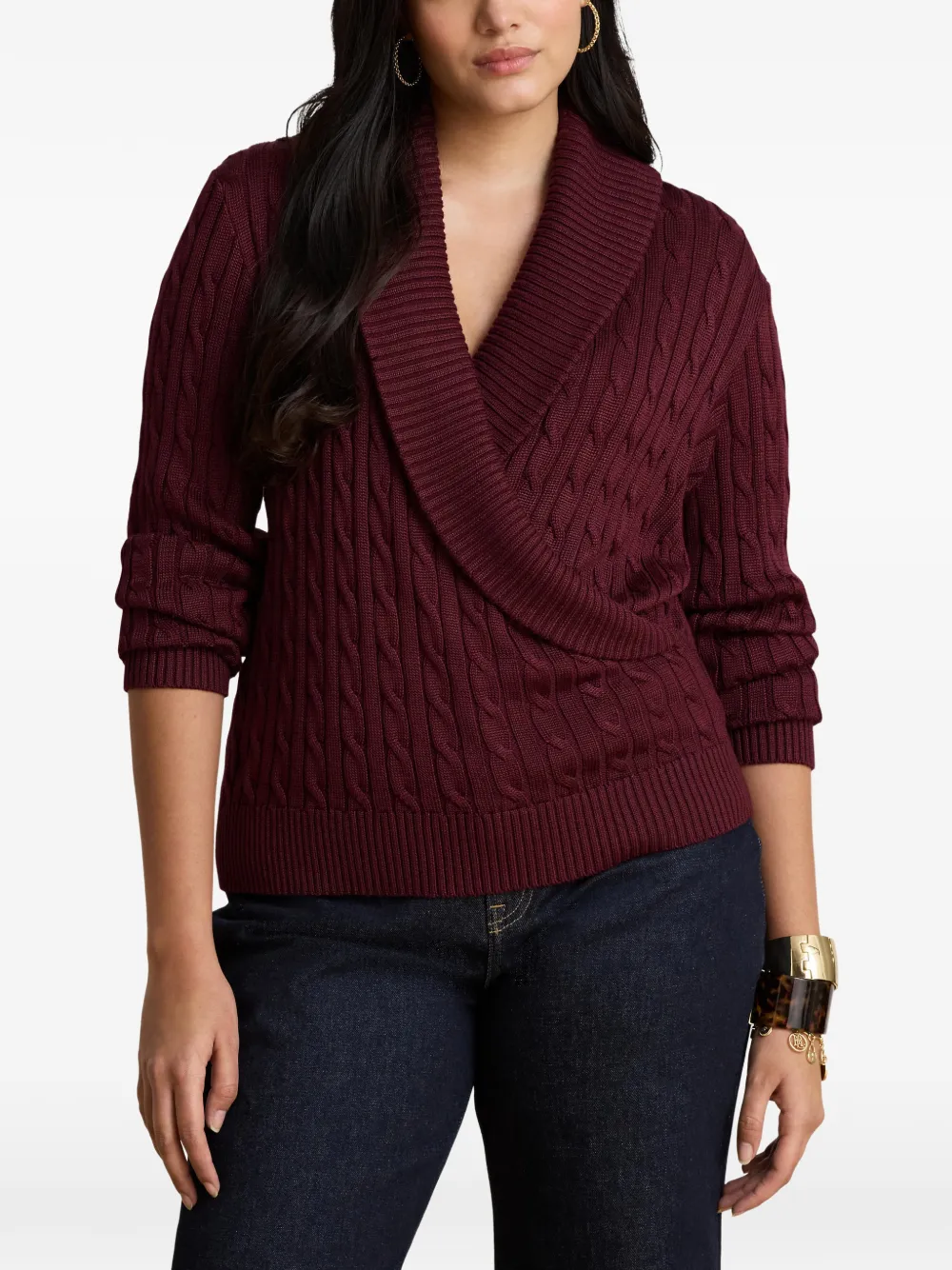Lauren Ralph Lauren Kabelgebreide trui Rood