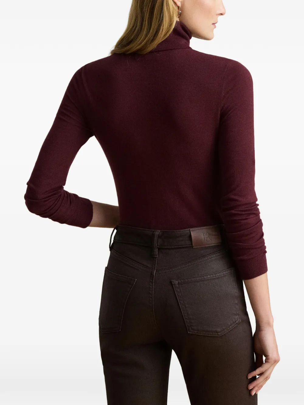Lauren Ralph Lauren Geribbelde top met col en logo-plakkaat Rood