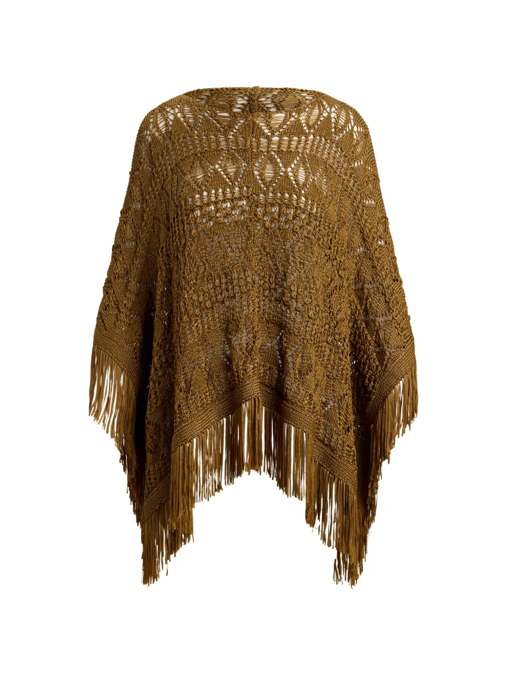 Lauren Ralph Lauren Poncho con frange - Marrone