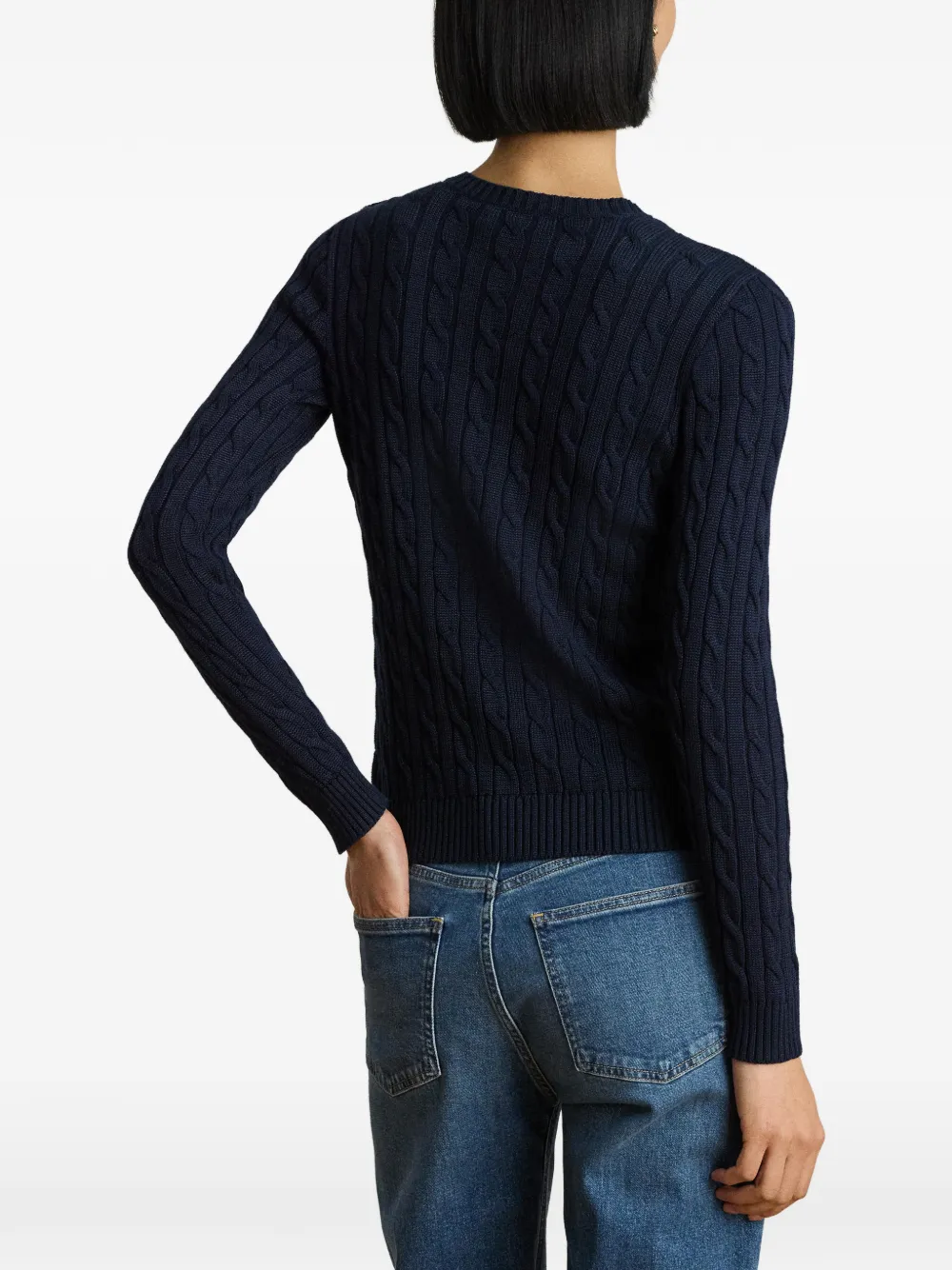Lauren Ralph Lauren Kabelgebreide trui met knopen afwerking Blauw