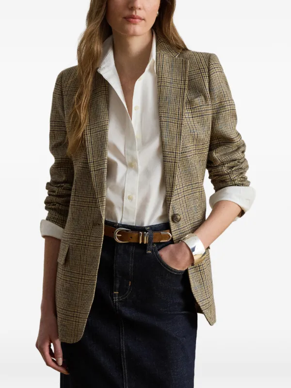 Lauren Ralph Lauren チェック リネンジャケット | ブラウン | FARFETCH JP