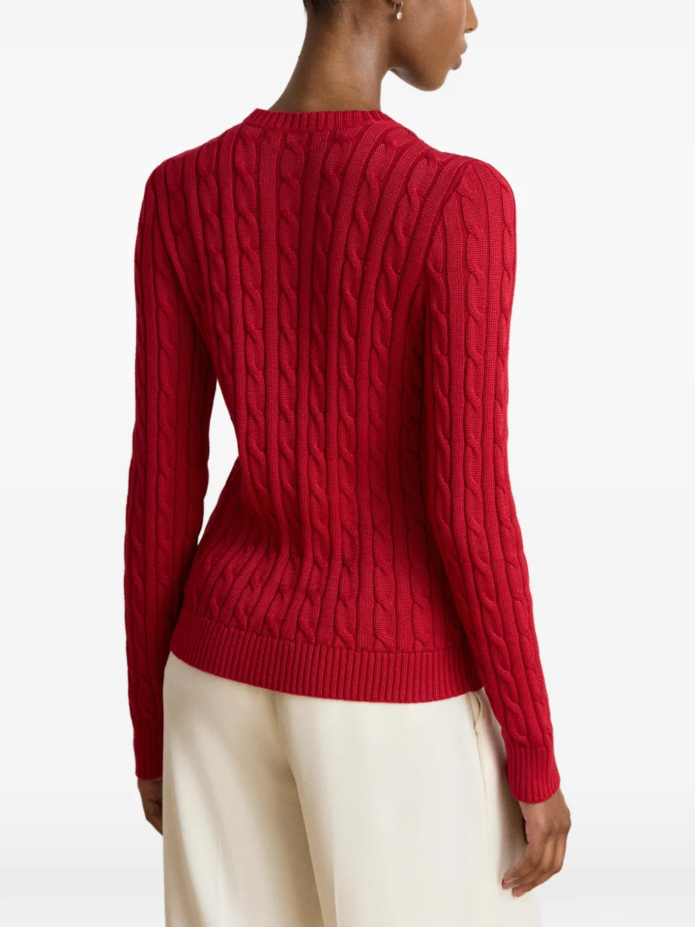Lauren Ralph Lauren Kabelgebreid vest met geborduurd logo Rood