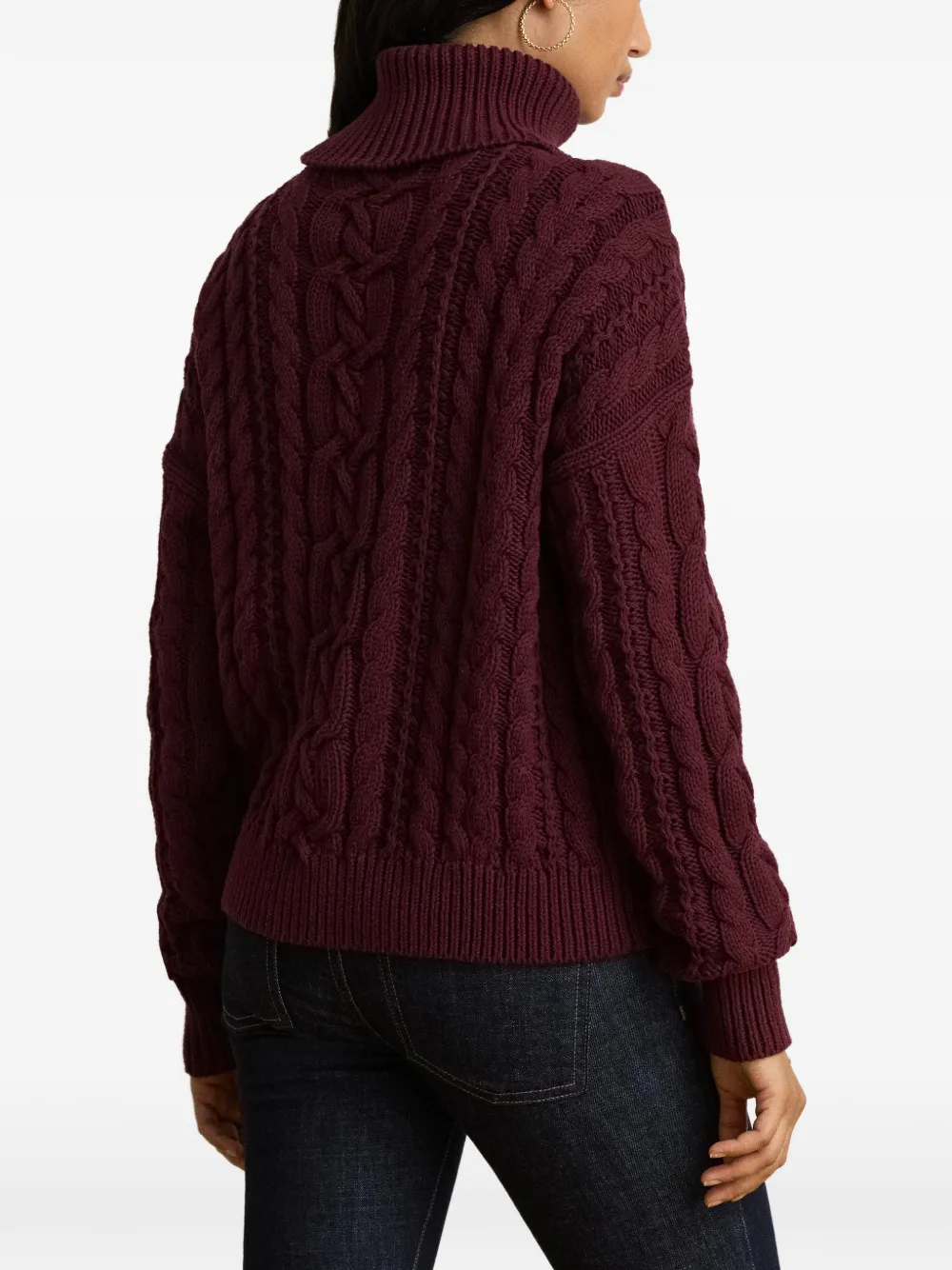 Lauren Ralph Lauren Kabelgebreide trui met lange mouwen Rood