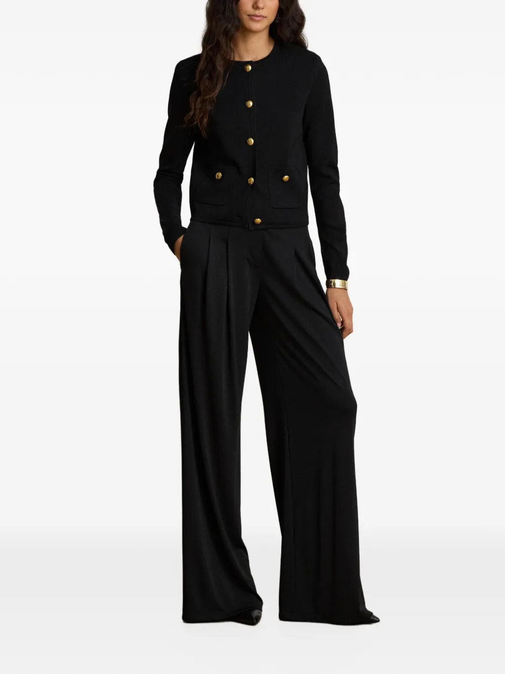 Lauren Ralph Lauren crew-neck long-sleeve cardigan Zwart