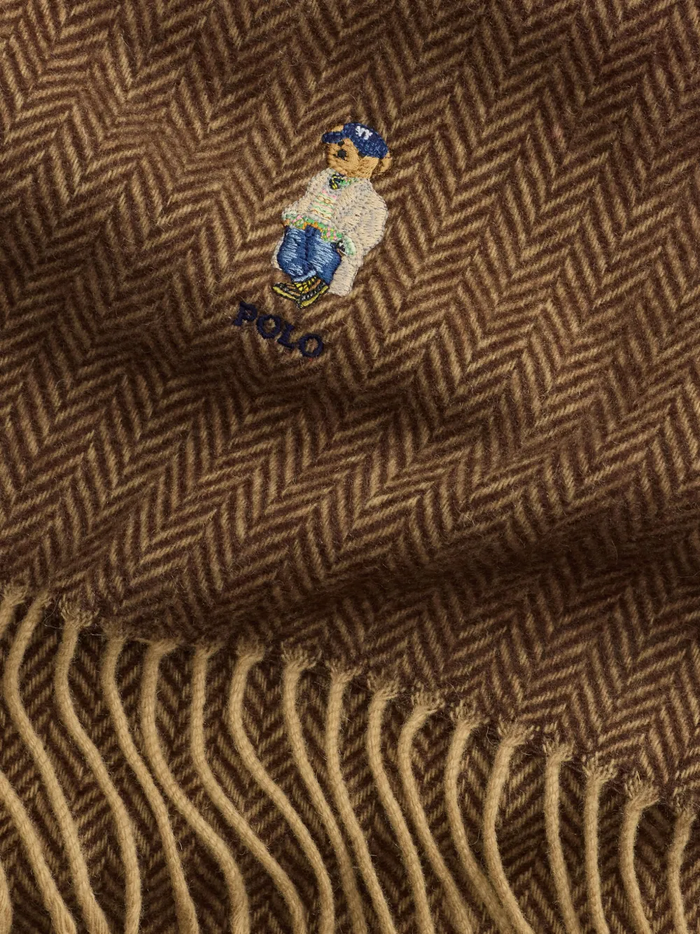 Polo Ralph Lauren Polo Bear muts en sjaal met visgraatpatroon Bruin