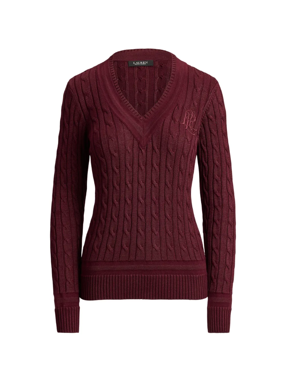 Lauren Ralph Lauren cable-knit monogram-embroidered sweater - Rot