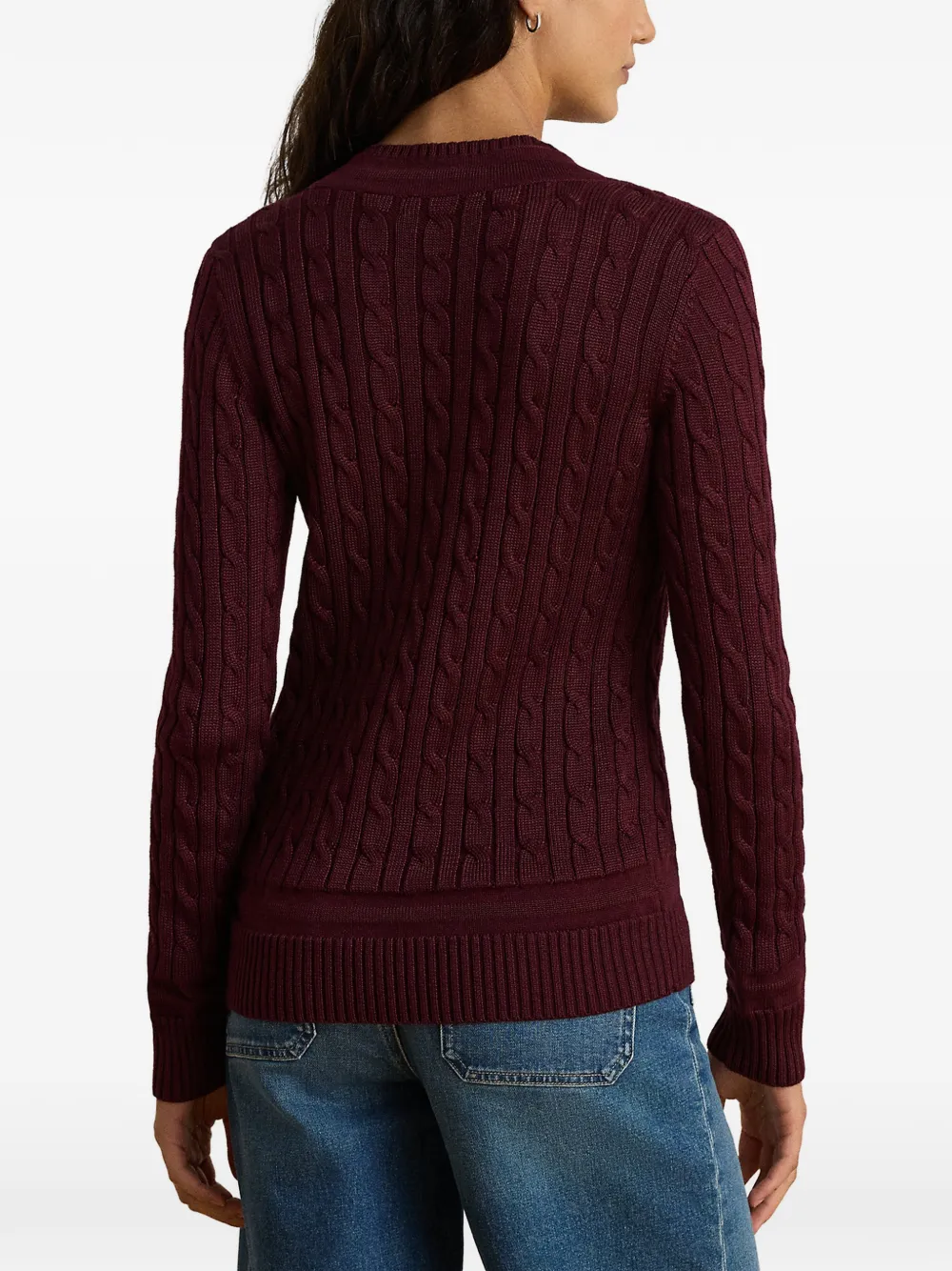 Lauren Ralph Lauren Kabelgebreide trui met geborduurd monogram Rood
