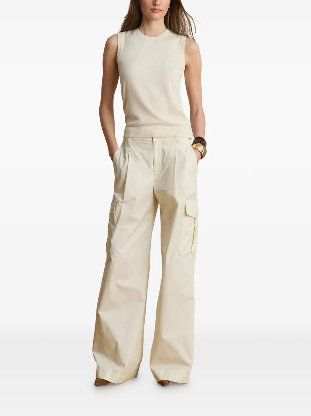 Lauren Ralph Lauren Ribgebreide tanktop Beige
