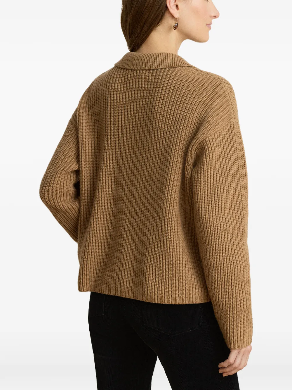 Lauren Ralph Lauren Geribbelde trui met kraag Bruin