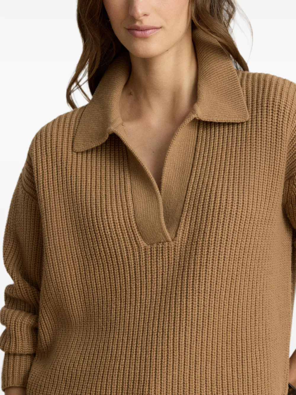 Lauren Ralph Lauren Geribbelde trui met kraag Bruin