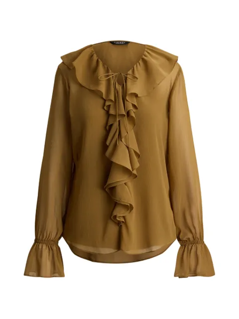 Lauren Ralph Lauren blusa con ribete de volantes