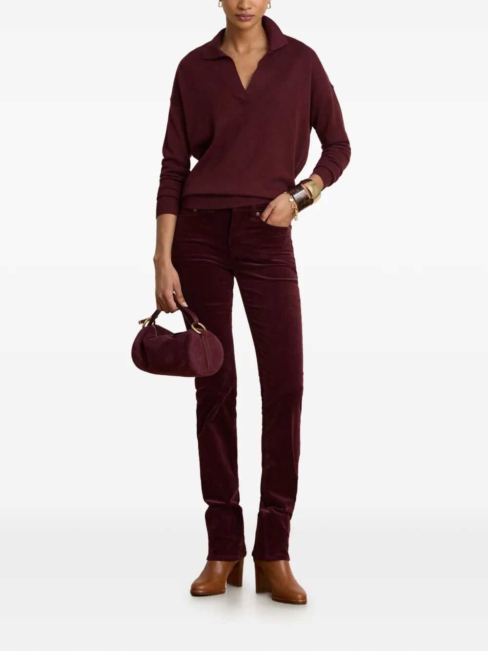 Lauren Ralph Lauren Ribfluwelen broek Rood