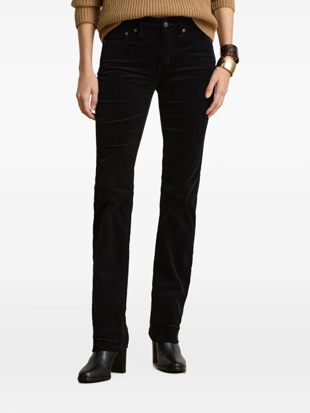 Lauren Ralph Lauren Ribfluwelen broek met riemlussen Zwart