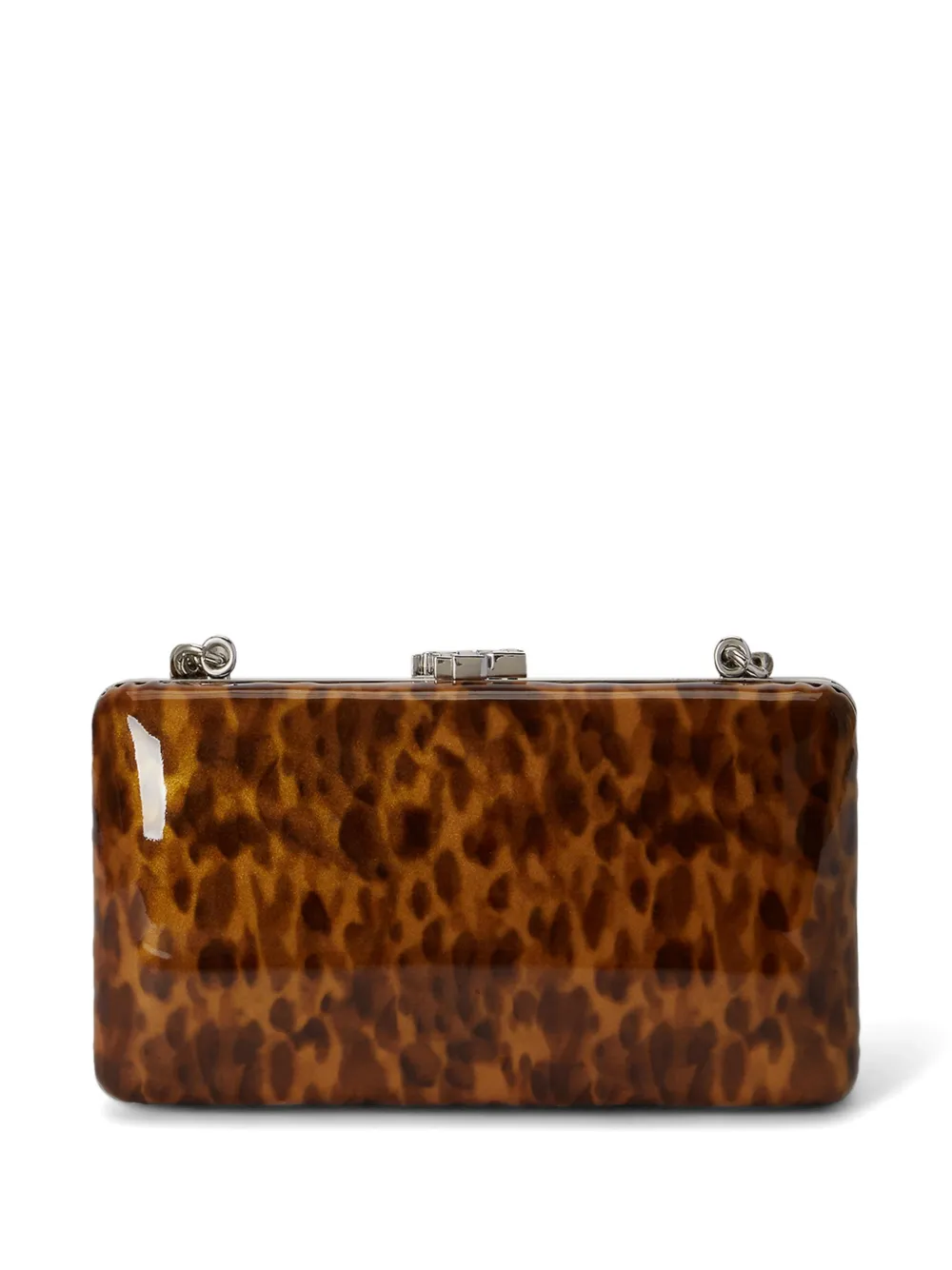 Lauren Ralph Lauren Franki leren clutch met schildpadschild-print Bruin