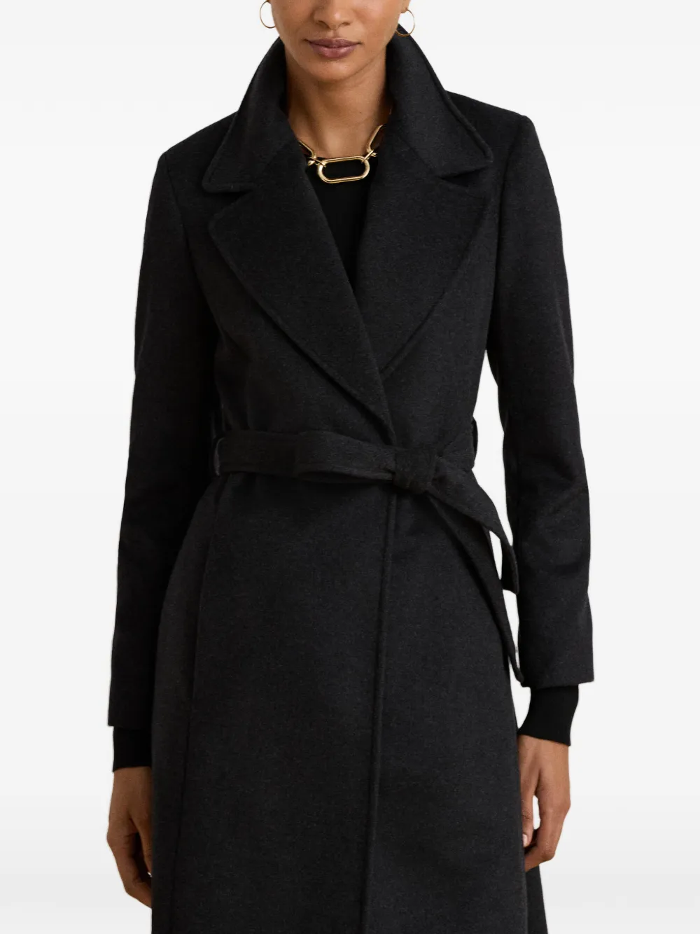 Lauren Ralph Lauren Jas met ceintuur en enkele rij knopen Grijs