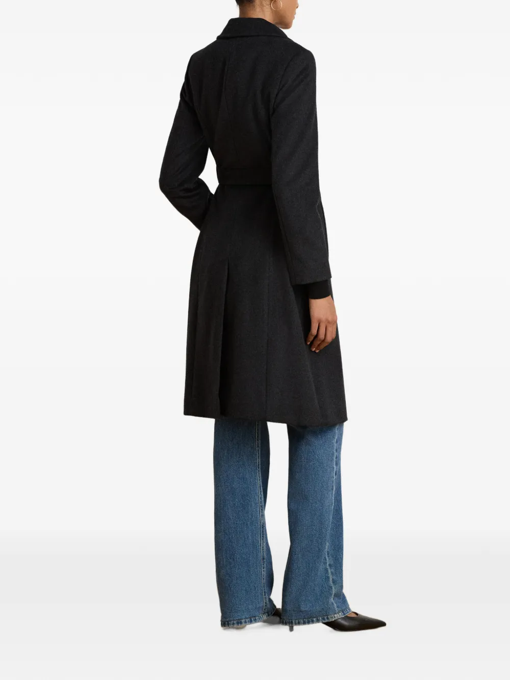 Lauren Ralph Lauren Jas met ceintuur en enkele rij knopen Grijs