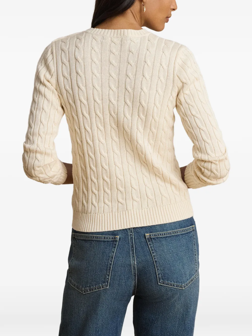 Lauren Ralph Lauren Kabelgebreide trui met knoopdetail Beige