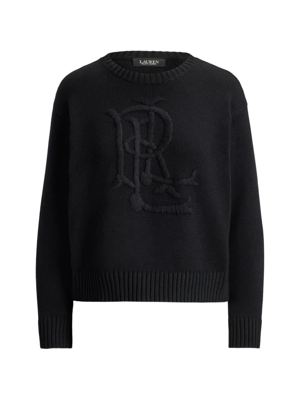 Ralph Lauren Embroidered-logo Cotton Sweater In Black