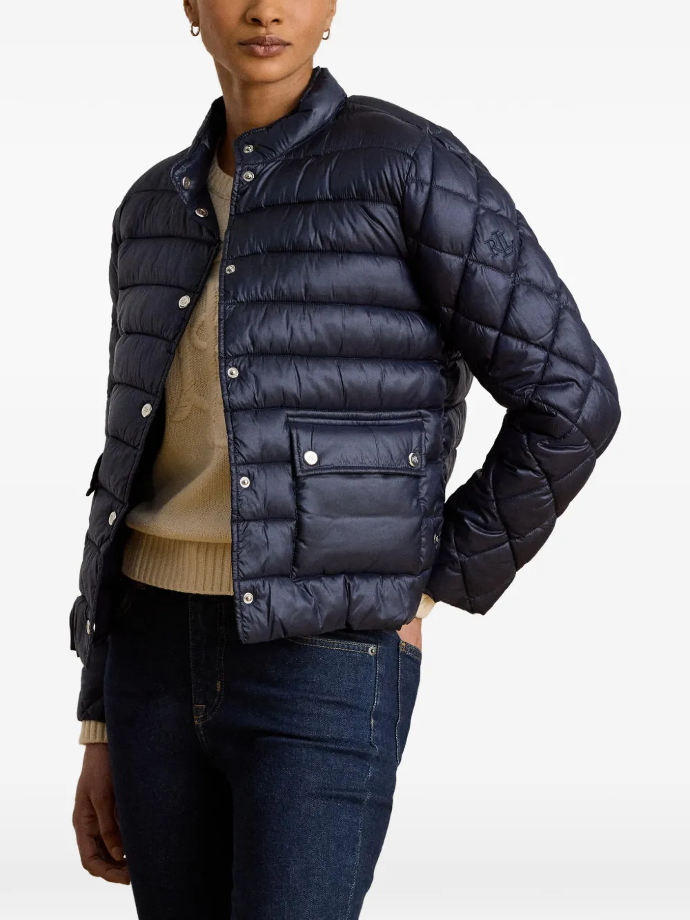 Lauren Ralph Lauren Gewatteerd jack met opstaande hals Blauw