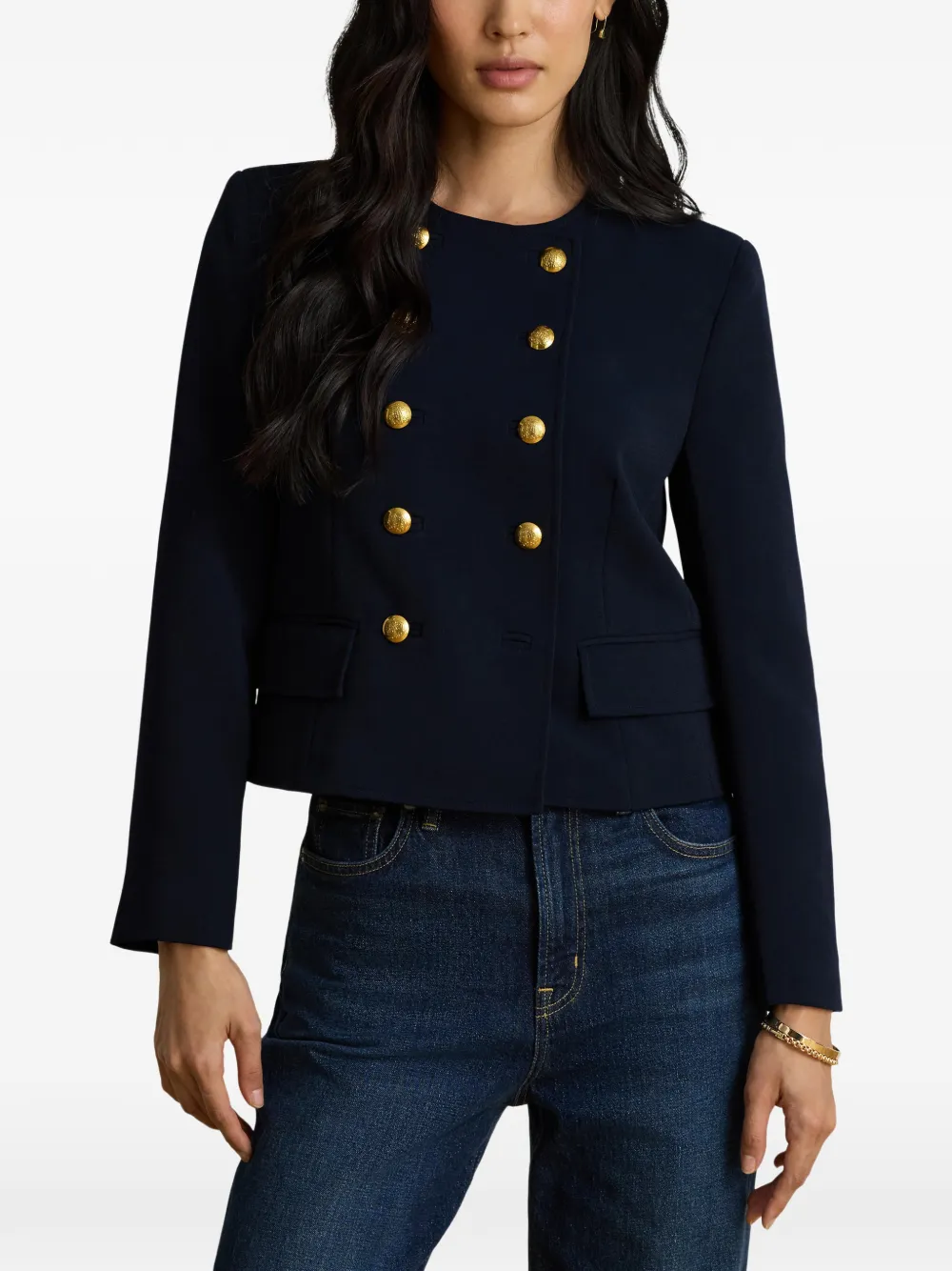Lauren Ralph Lauren Sablé crepe jack met dubbele rij knopen Blauw