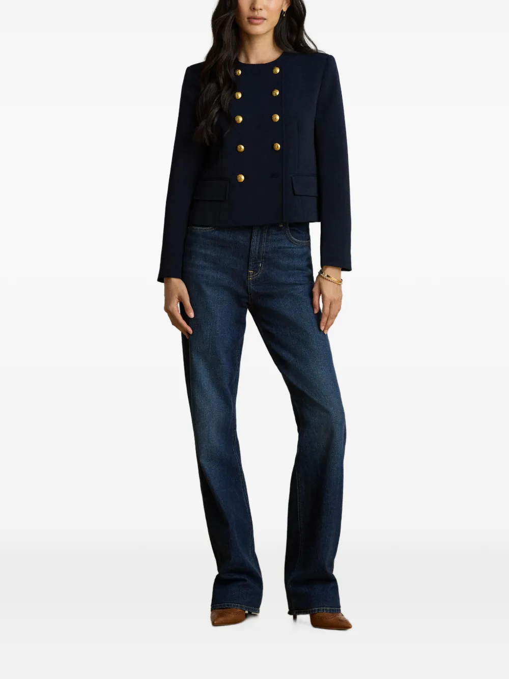 Lauren Ralph Lauren Sablé crepe jack met dubbele rij knopen Blauw