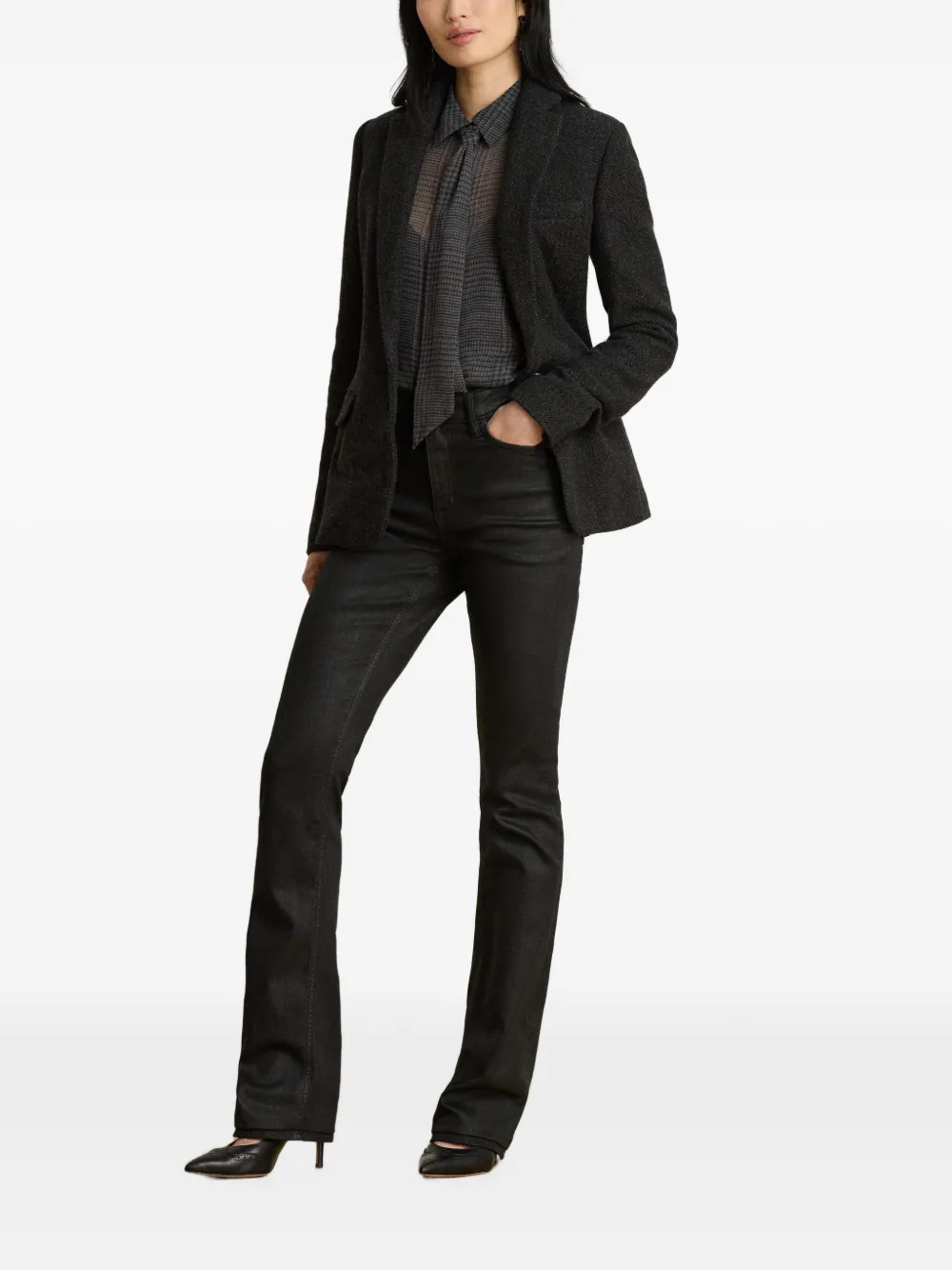 Lauren Ralph Lauren Hirs bootcut jeans met knoopsluiting Zwart