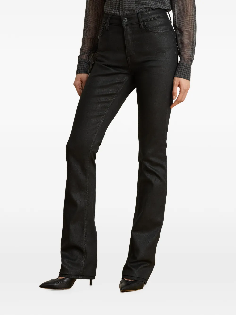 Lauren Ralph Lauren Hirs bootcut jeans met knoopsluiting Zwart