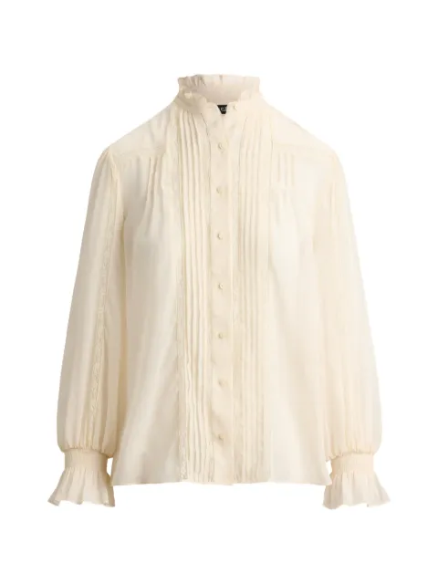 Lauren Ralph Lauren lace-trim pintucked blouse