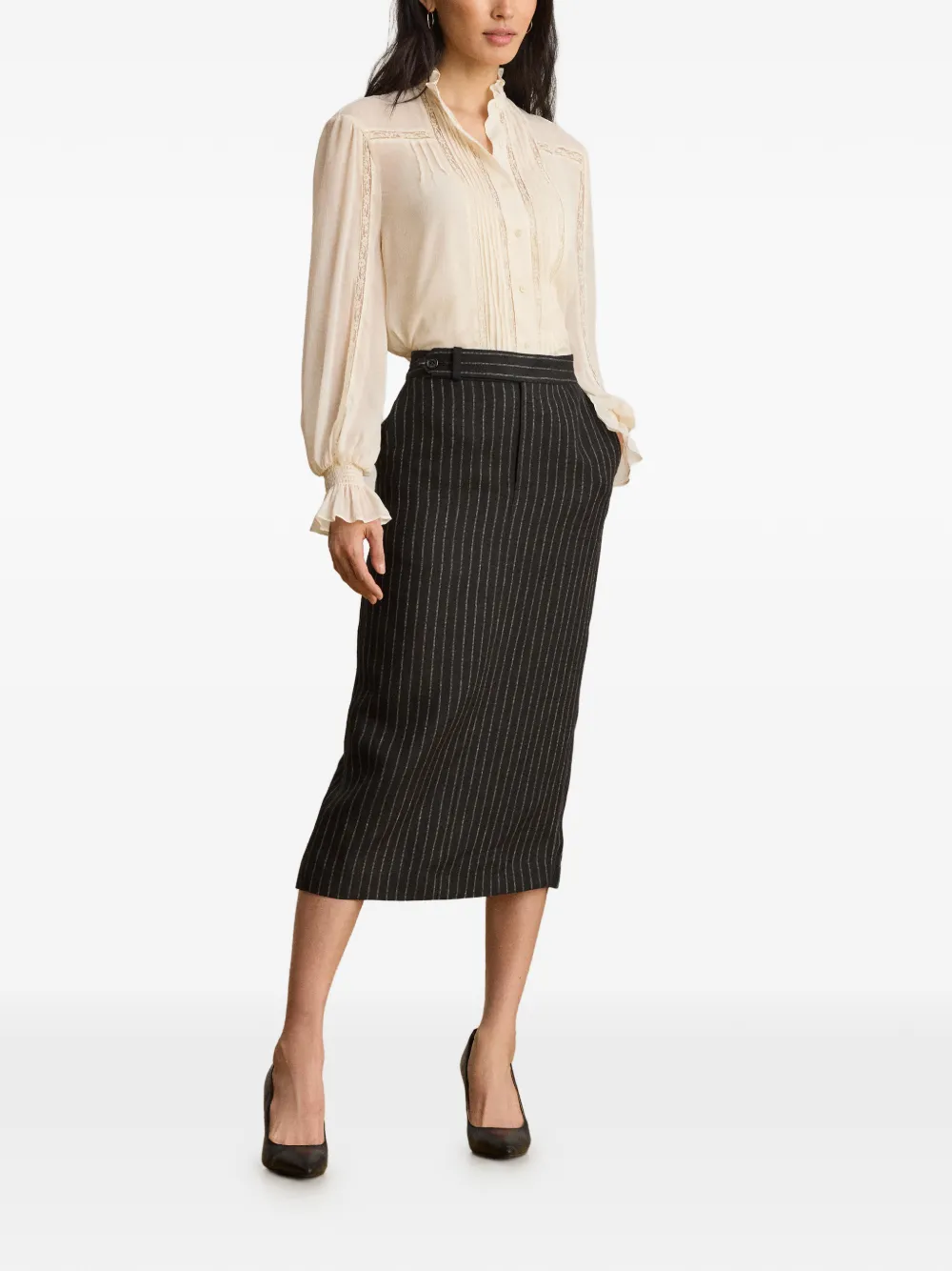 Lauren Ralph Lauren Blouse met kanten afwerking Beige