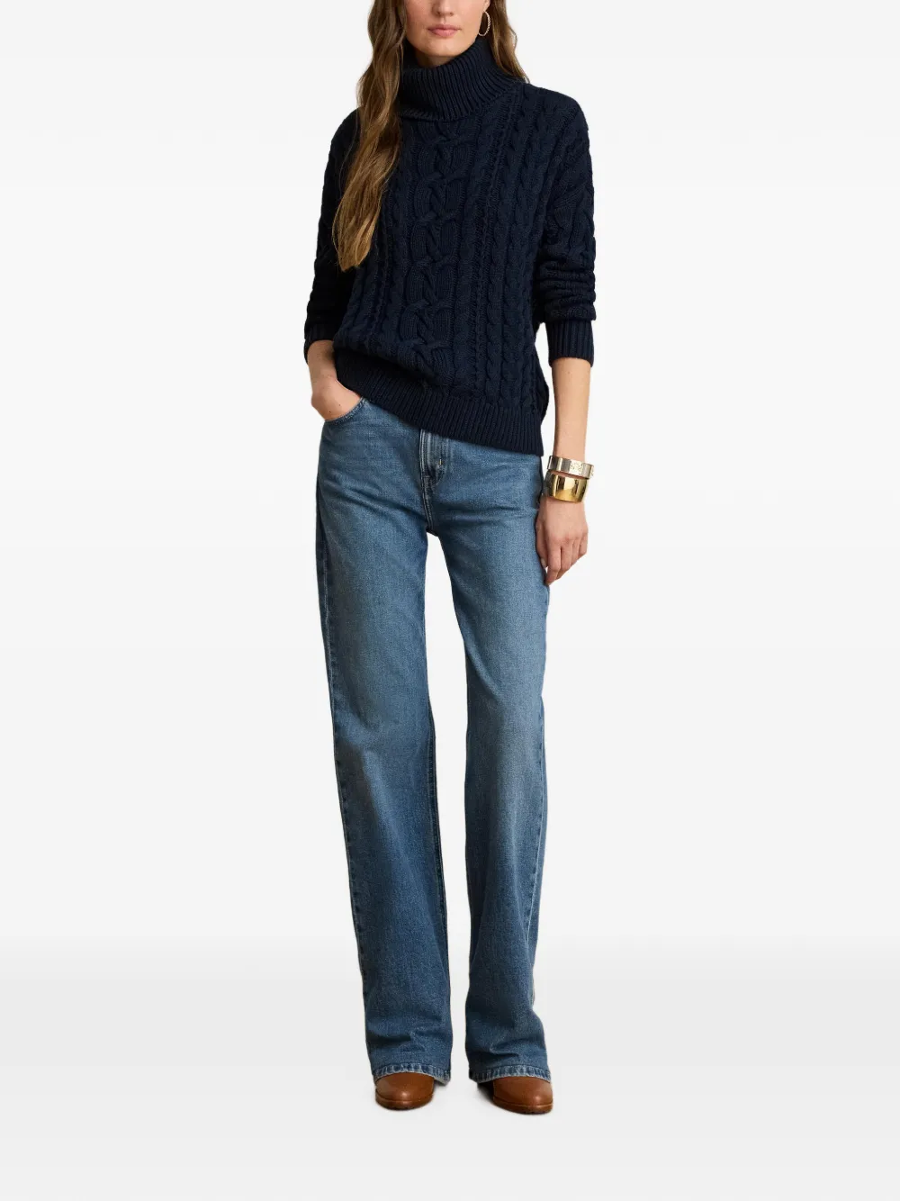 Lauren Ralph Lauren Kabelgebreide katoenen trui Blauw