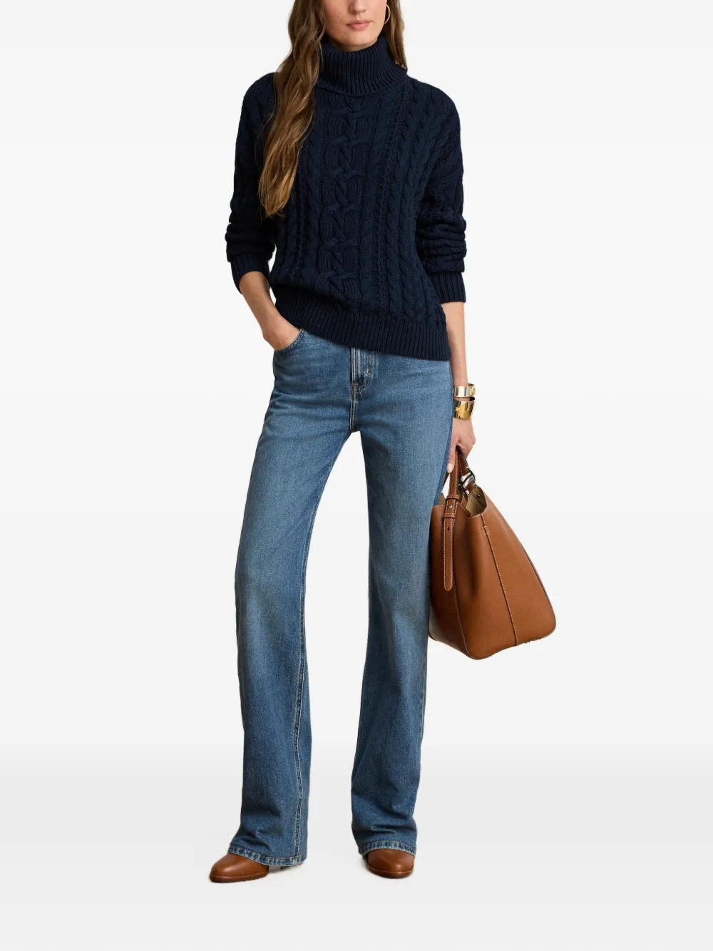 Lauren Ralph Lauren Kabelgebreide katoenen trui Blauw