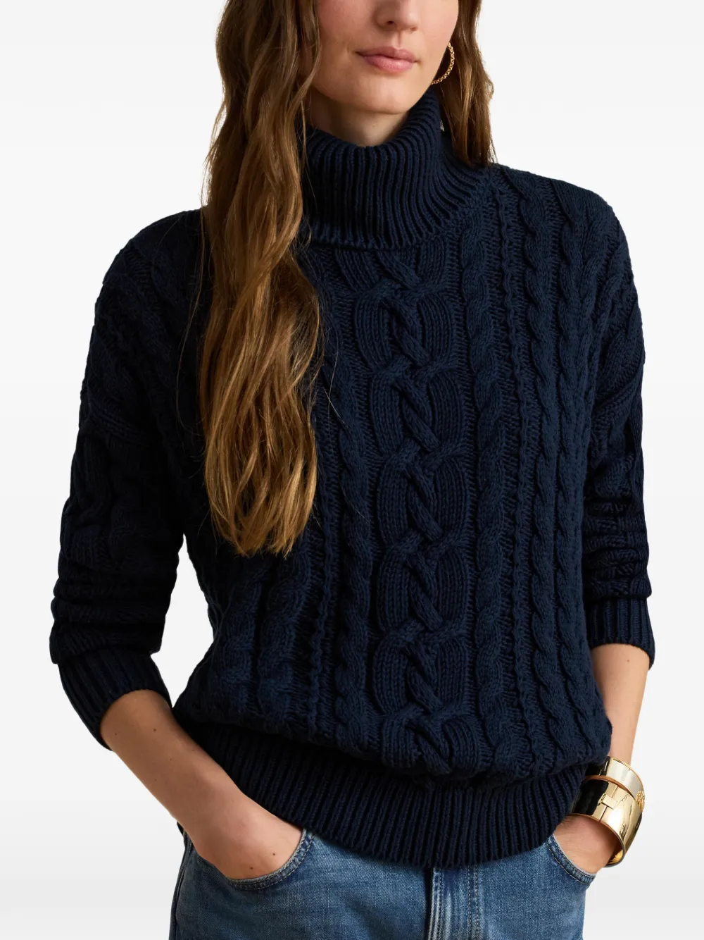 Lauren Ralph Lauren Kabelgebreide katoenen trui Blauw