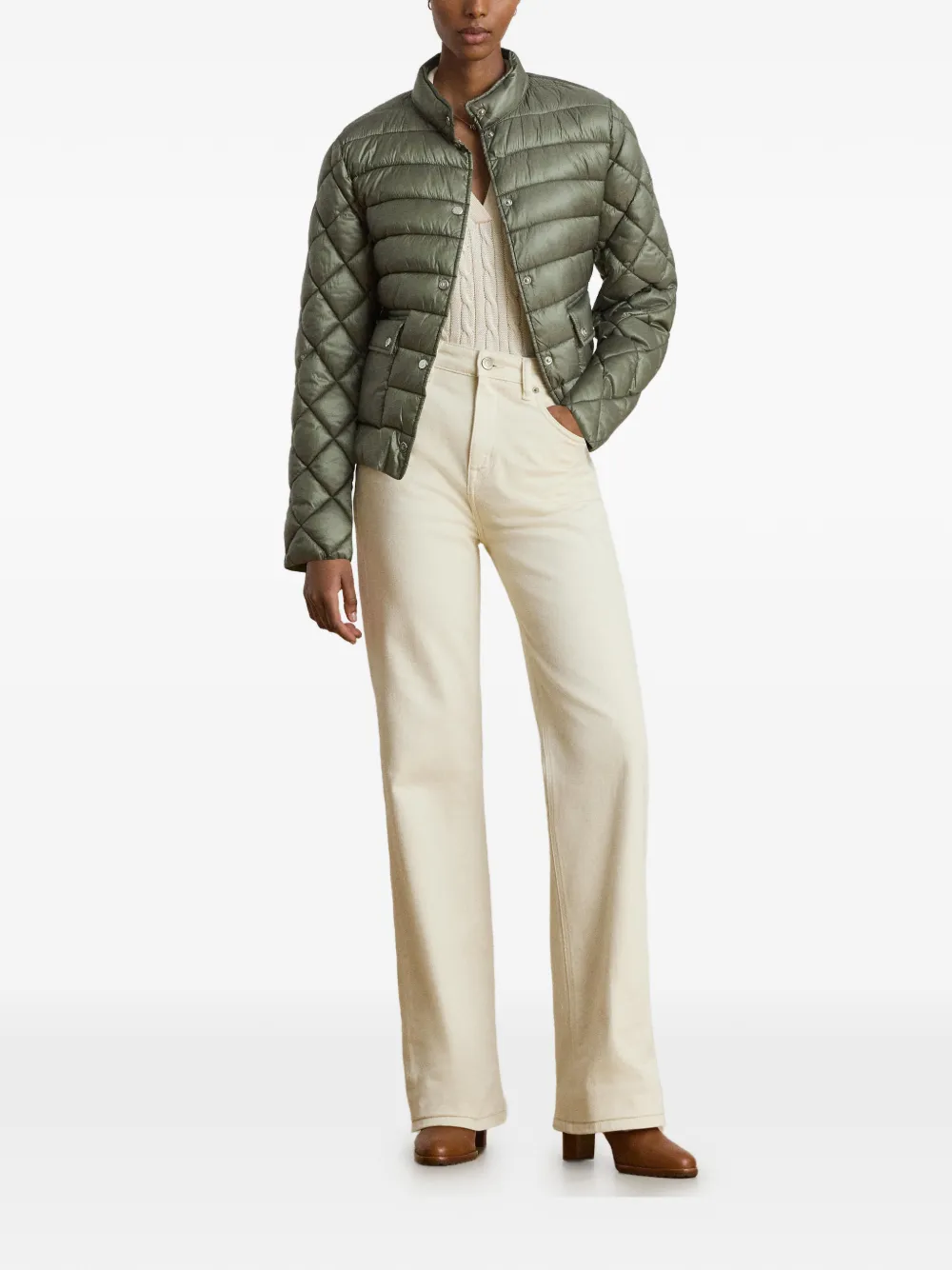 Lauren Ralph Lauren Gewatteerd jack met opstaande hals Groen