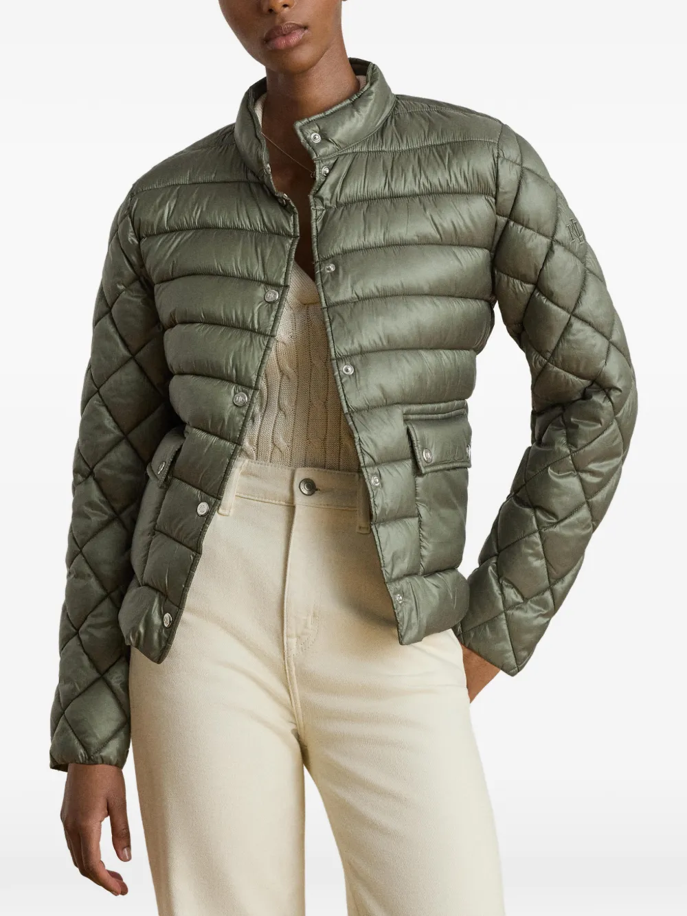 Lauren Ralph Lauren Gewatteerd jack met opstaande hals Groen