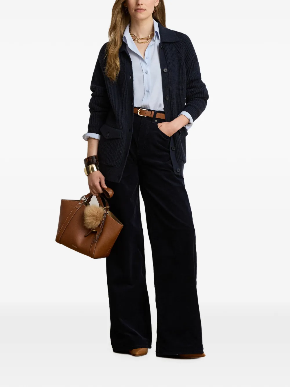Lauren Ralph Lauren Ribgebreid vest met klepzak Blauw