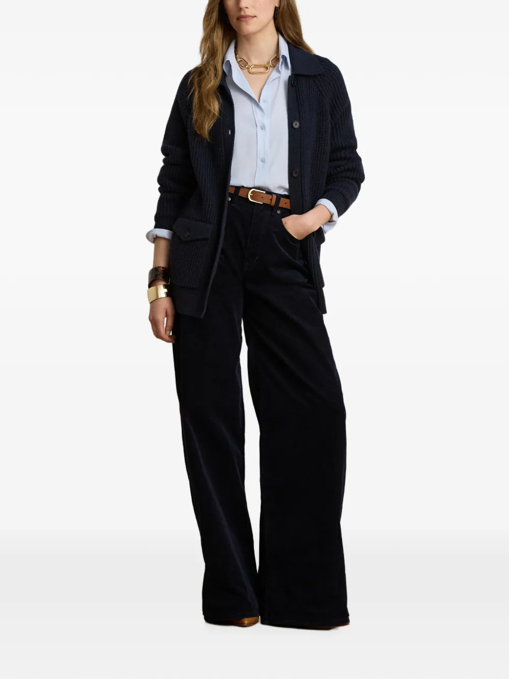 Lauren Ralph Lauren Ribgebreid vest met klepzak Blauw