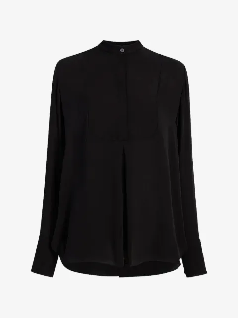 Another Tomorrow blusa de esmoquin plisada