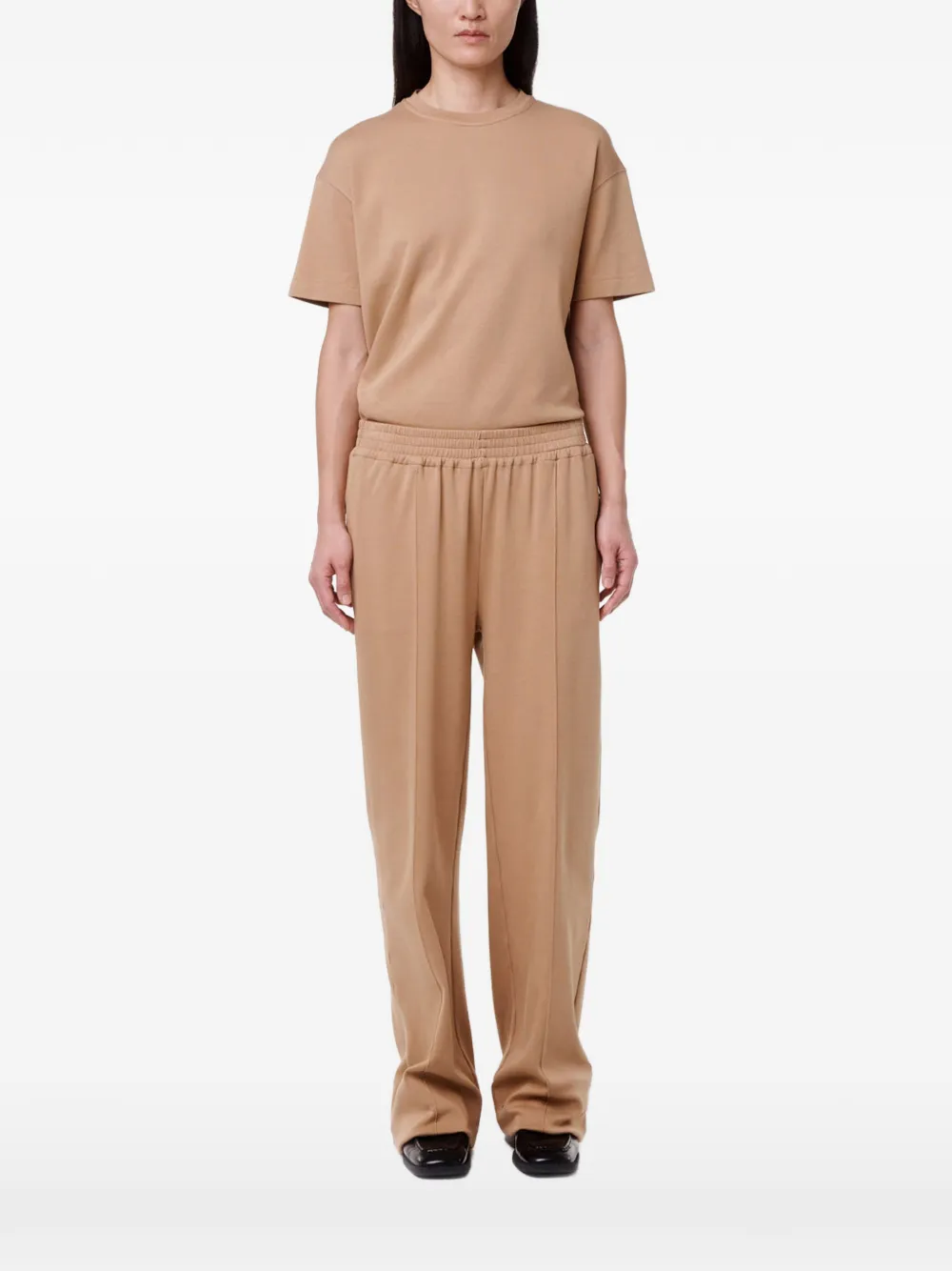 Another Tomorrow Luxe Seamed T-shirt In Neutral