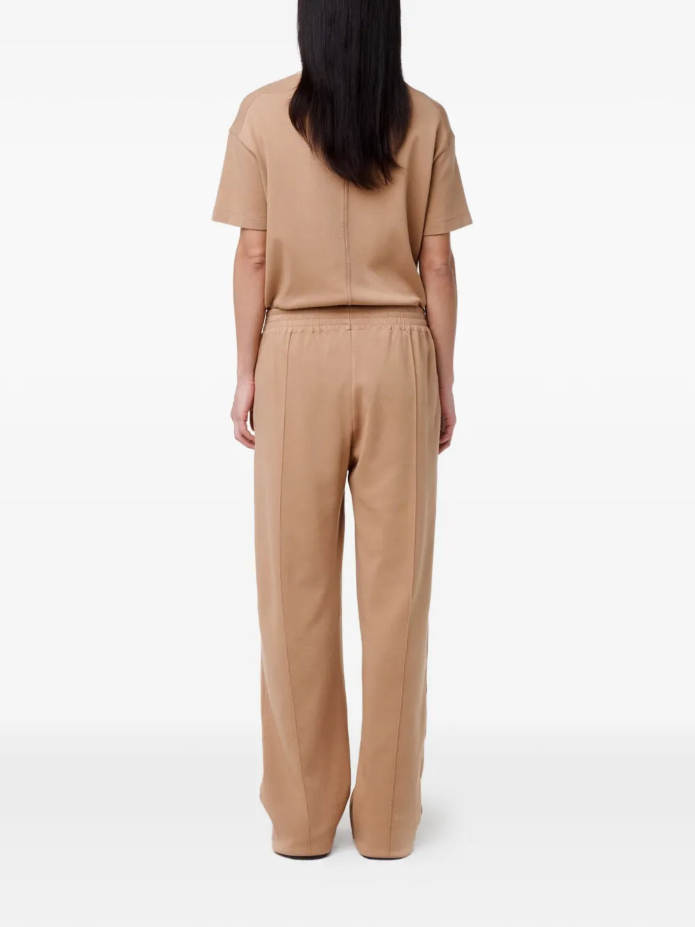 Another Tomorrow Luxe gestikt T-shirt Beige