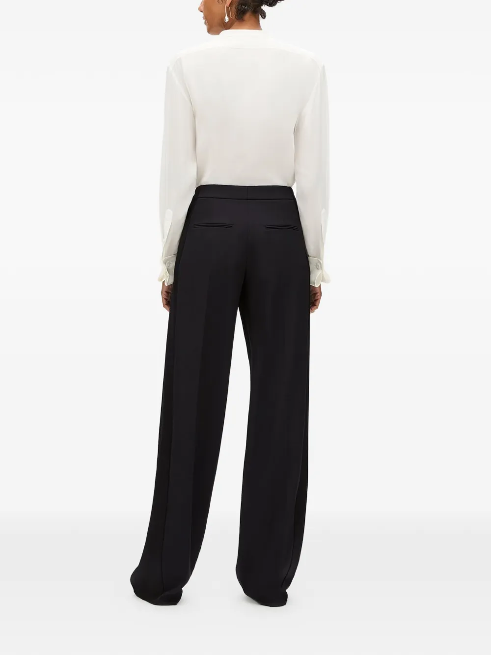 Another Tomorrow Satin-stripe Tuxedo Trousers in Black, view 5